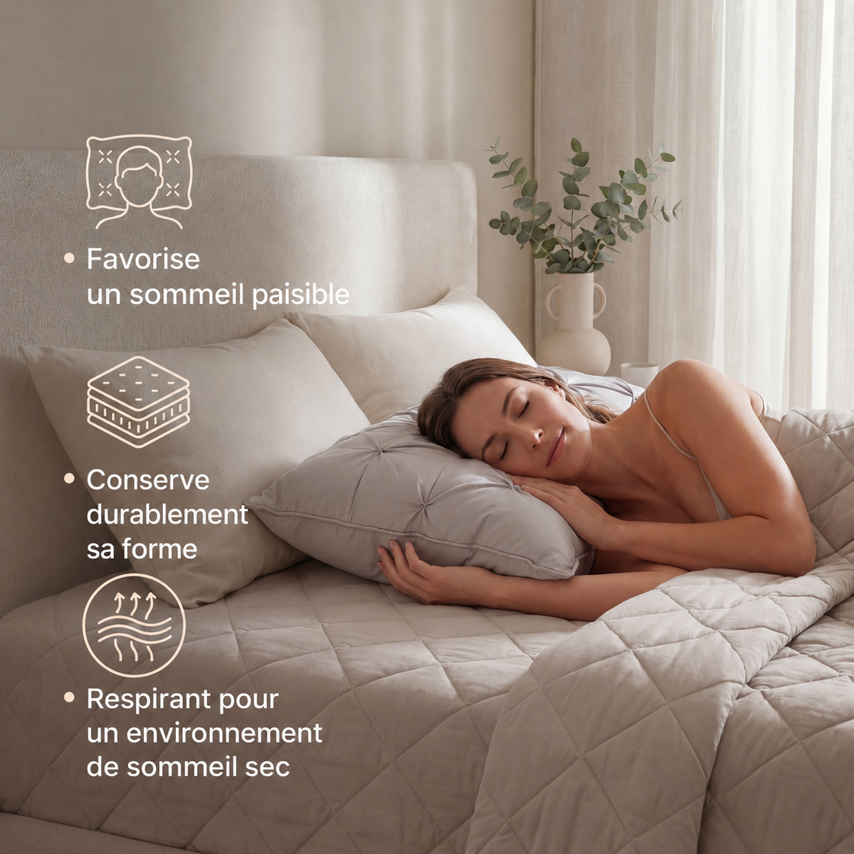 Oreiller ® hypoallergénique de confort supérieur